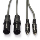 2 x XLR naar Tulp kabel (m/m) | Nedis | 1.5 meter (Gebalanceerd, Stereo, 100% koper)