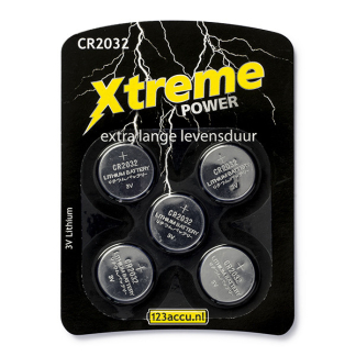 123accu Knoopcel batterij CR2032 - Xtreme Power - 5 stuks (Lithium, 3 V) ADR00046 K105005161 - 