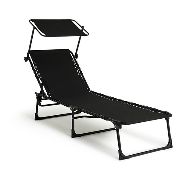 909 Outdoor Ligbed | 909 Outdoor | 189 x 59 x 30 cm (Met afdakje, Verstelbare rugleuning, Zwart) HET.OU.0161.134.AN K170105681 - 1
