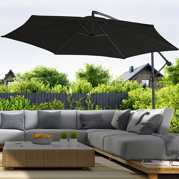 909 Outdoor Zweefparasol | 909 Outdoor | Ø 300 x 250 cm (Zwart, Rond) HET.OU.0161.043.ZW K170105684 - 8