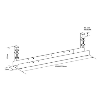 ACT Kabelgoot bureau | ACT | 120 x 10.5 x 20.7 cm (Verstelbaar, Met klemmen, Metaal) AC8376 K090200088 - 2