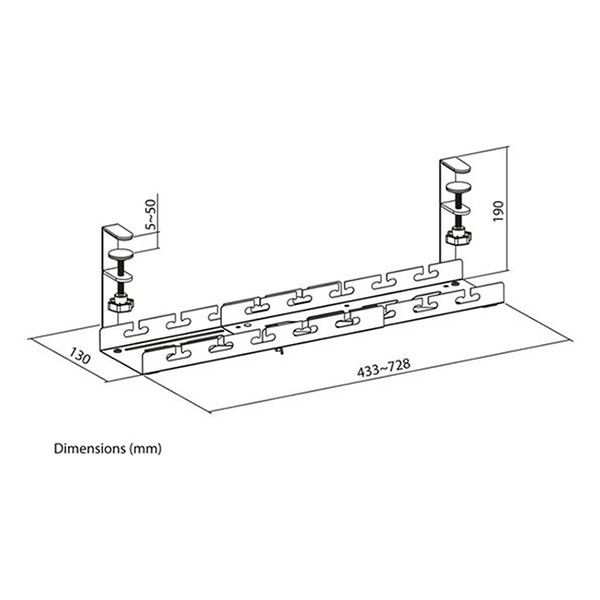 ACT Kabelgoot bureau | ACT | 72 x 13 x 19 cm (Verstelbaar, Met klemmen, Metaal) AC8379 K090200094 - 2