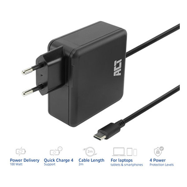 ACT Laptop oplader | ACT | 100W (USB C, Power Delivery, Quick Charge) AC2015 K180108148 - 2