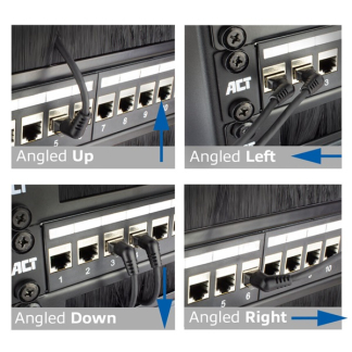 ACT Netwerkkabel | Cat6a U/FTP | 0.25 meter (100% koper, Slimline, Haaks, 360° draaibaar) DD1952 K010605052 - 2