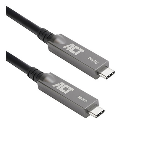 ACT Optische USB C naar USB C kabel | ACT | 3 meter | USB 3.2 (60W, 10 Gbps, 4K, Displayport Alt Mode, Glasvezel/Koper, Kevlar) AK4323 K180108151 - 1