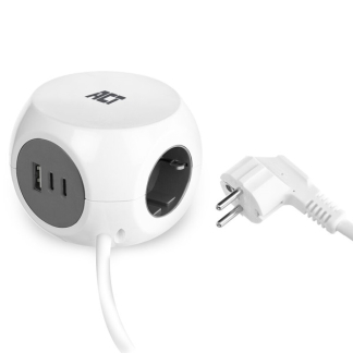 ACT Stekkerdoos | ACT | 1,5 meter (30W, 3x Type F, 2x USB C, 1x USB A, Randaarde, Zwart) AC2420 K180107720 - 1