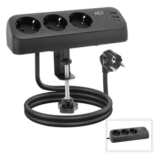 ACT Stekkerdoos 3-voudig | ACT | 1.5 meter (2x USB A, 1x USB C, Klem, Type F, 30W) AC2480 K010214441