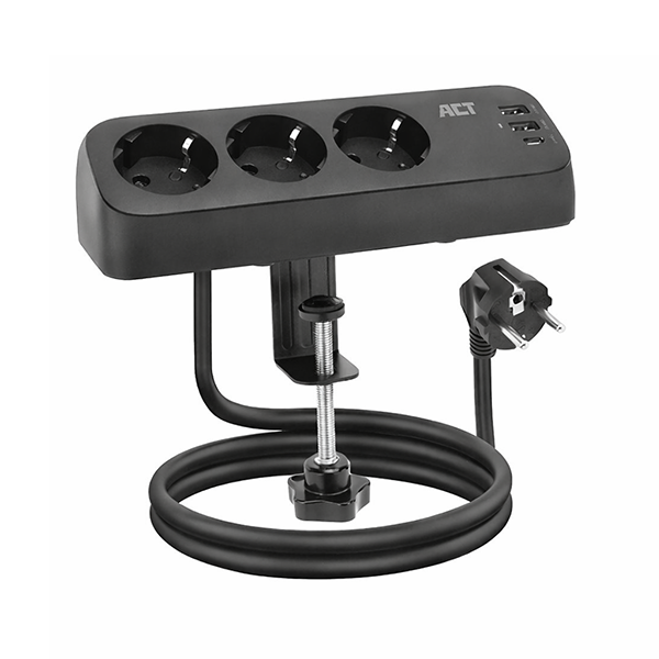 ACT Stekkerdoos 3-voudig | ACT | 1.5 meter (2x USB A, 1x USB C, Klem, Type F, 30W) AC2480 K010214441 - 1