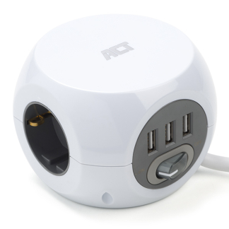 ACT Stekkerdoos 3-voudig | ACT | 1.5 meter (3x USB A, Schakelaar, Wit) AC2405 K010813129 - 1