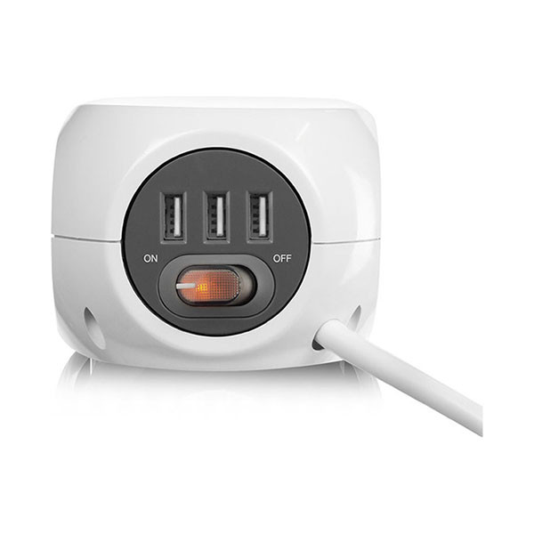 ACT Stekkerdoos 3-voudig | ACT | 3 meter (3 USB poorten, Schakelaar, Wit) AC2410 K010813128 - 3