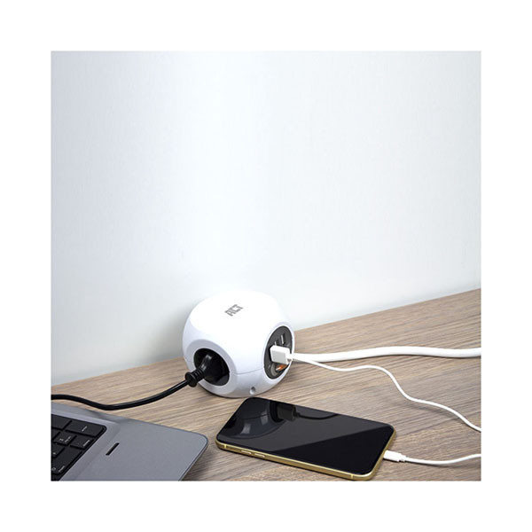 ACT Stekkerdoos 3-voudig | ACT | 3 meter (3 USB poorten, Schakelaar, Wit) AC2410 K010813128 - 5