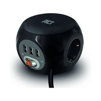 ACT Stekkerdoos 3-voudig | ACT 1.5 meter (3 USB poorten) AC2400 K150305414 - 2