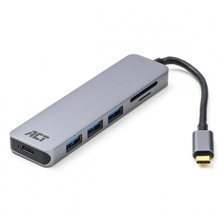 ACT USB C adapter | ACT | 15 centimeter (3x USB, 1x USBC, SD kaartlezer) AC7050 K170302501 - 