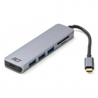 USB C adapter | ACT | 15 centimeter (3x USB, 1x USB C, SD kaartlezer)