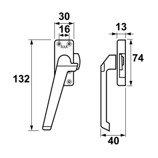 AXA 2x Raamsluiting + Telescopische uitzetter | AXA (Links naar buiten draaiend, Aluminium)  K010808926 - 