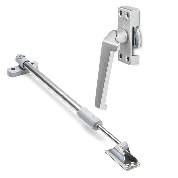 AXA 2x Raamsluiting + Telescopische uitzetter | AXA (Links naar buiten draaiend, Aluminium)  K010808926 - 1
