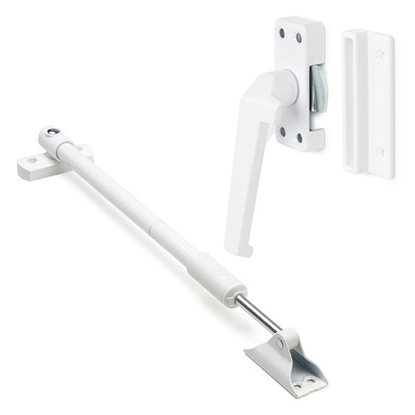 AXA 2x Raamsluiting + Telescopische uitzetter | AXA (Links naar buiten draaiend, Wit)  K010808916 - 1
