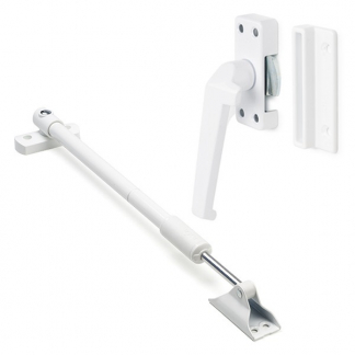 AXA 2x Raamsluiting + Telescopische uitzetter | AXA (Links naar buiten draaiend, Wit)  K010808916