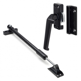 AXA 2x Raamsluiting + Telescopische uitzetter | AXA (Links naar buiten draaiend, Zwart)  K010808936 - 1