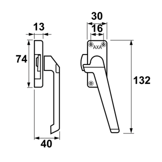 AXA 2x Raamsluiting + Telescopische uitzetter | AXA (Rechts naar buiten draaiend, Aluminium)  K010808927 - 