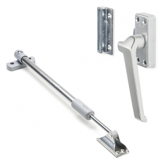 AXA 2x Raamsluiting + Telescopische uitzetter | AXA (Rechts naar buiten draaiend, Aluminium)  K010808927 - 1
