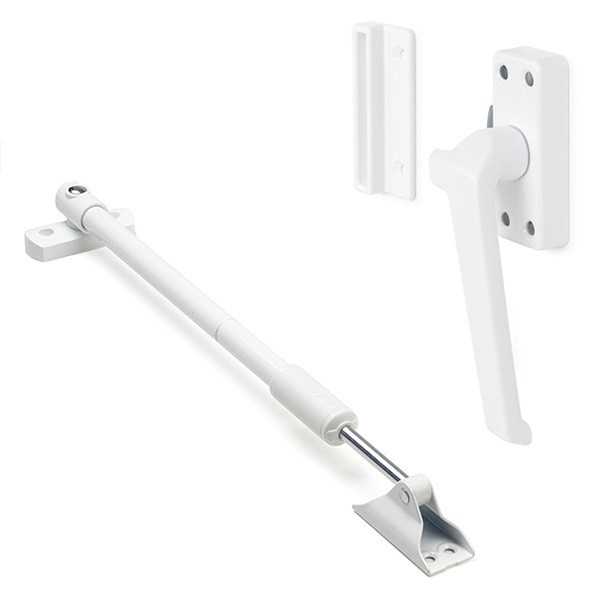 AXA 2x Raamsluiting + Telescopische uitzetter | AXA (Rechts naar buiten draaiend, Wit)  K010808917 - 1