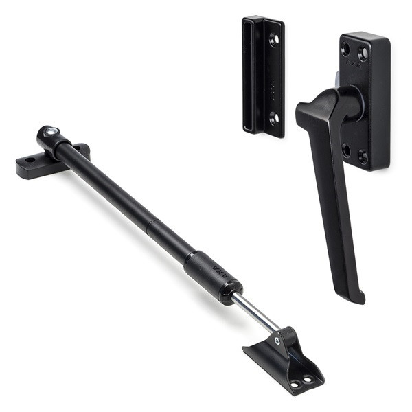 AXA 2x Raamsluiting + Telescopische uitzetter | AXA (Rechts naar buiten draaiend, Zwart)  K010808937 - 1