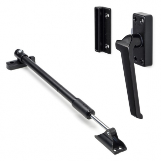 AXA 2x Raamsluiting + Telescopische uitzetter | AXA (Rechts naar buiten draaiend, Zwart)  K010808937 - 1