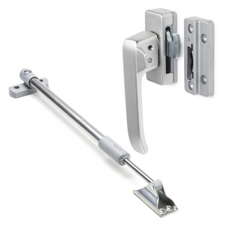AXA 2x Raamsluiting met blinde bevestiging + Telescopische uitzetter | AXA (Links naar buiten draaiend, Aluminium)  K010808932 - 1