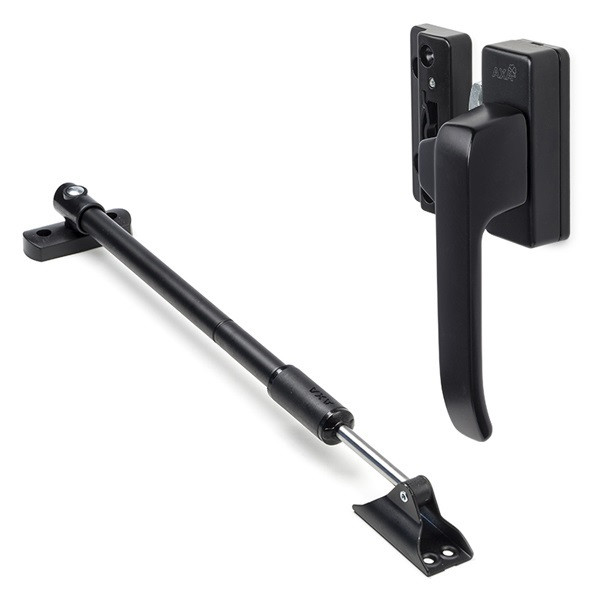 AXA 2x Raamsluiting met blinde bevestiging + Telescopische uitzetter | AXA (Rechts buiten draaiend, Zwart)  K010808943 - 1