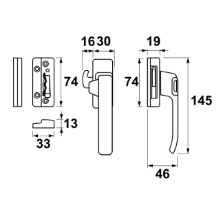 AXA 2x Raamsluiting met blinde bevestiging + Telescopische uitzetter | AXA (Rechts buiten draaiend, Zwart)  K010808943 - 