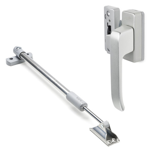 AXA 2x Raamsluiting met blinde bevestiging + Telescopische uitzetter | AXA (Rechts naar buiten draaiend, Aluminium)  K010808933 - 1