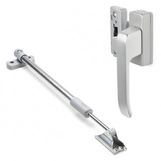 AXA 2x Raamsluiting met blinde bevestiging + Telescopische uitzetter | AXA (Rechts naar buiten draaiend, Aluminium)  K010808933 - 1