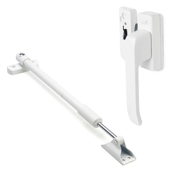 AXA 2x Raamsluiting met blinde bevestiging + Telescopische uitzetter | AXA (Rechts naar buiten draaiend, Wit)  K010808923 - 1