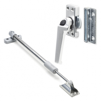 AXA 2x Raamsluiting met drukknop + Telescopische uitzetter | AXA (Links draaiend, Aluminium)  K010808928