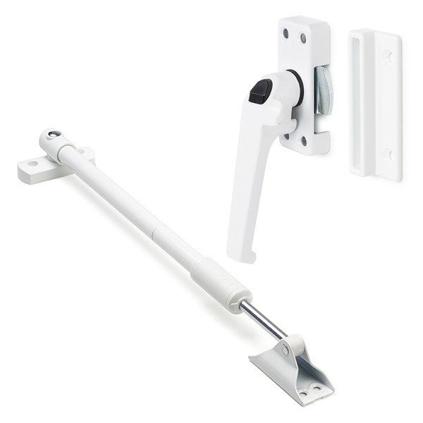 AXA 2x Raamsluiting met drukknop + Telescopische uitzetter | AXA (Links draaiend, Wit)  K010808918 - 1