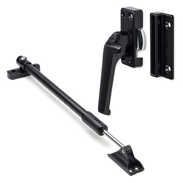 AXA 2x Raamsluiting met drukknop + Telescopische uitzetter | AXA (Links draaiend, Zwart)  K010808938 - 1