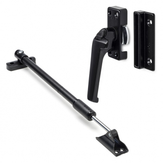 AXA 2x Raamsluiting met drukknop + Telescopische uitzetter | AXA (Links draaiend, Zwart)  K010808938 - 1