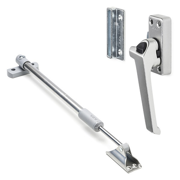 AXA 2x Raamsluiting met drukknop + Telescopische uitzetter | AXA (Rechts draaiend, Aluminium)  K010808929 - 1