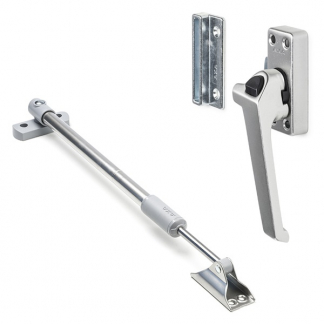 AXA 2x Raamsluiting met drukknop + Telescopische uitzetter | AXA (Rechts draaiend, Aluminium)  K010808929 - 1