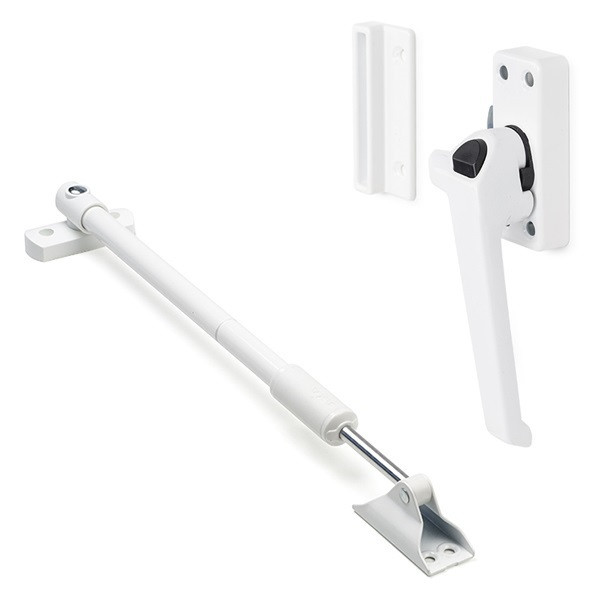AXA 2x Raamsluiting met drukknop + Telescopische uitzetter | AXA (Rechts draaiend, Wit)  K010808919 - 1