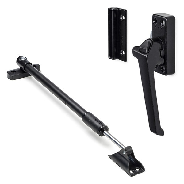 AXA 2x Raamsluiting met drukknop + Telescopische uitzetter | AXA (Rechts draaiend, Zwart)  K010808939 - 1