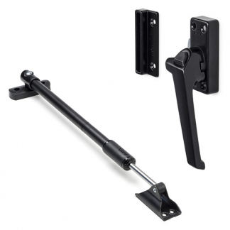 AXA 2x Raamsluiting met drukknop + Telescopische uitzetter | AXA (Rechts draaiend, Zwart)  K010808939 - 1