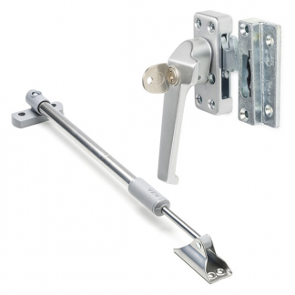AXA 2x Raamsluiting met slot + Telescopische uitzetter | AXA (Links naar buiten draaiend, SKG*, Aluminium)  K010808930