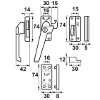 AXA 2x Raamsluiting met slot + Telescopische uitzetter | AXA (Links naar buiten draaiend, SKG*, Aluminium)  K010808930 - 9