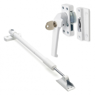 AXA 2x Raamsluiting met slot + Telescopische uitzetter | AXA (Links naar buiten draaiend, SKG*, Wit)  K010808920