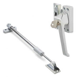 AXA 2x Raamsluiting met slot + Telescopische uitzetter | AXA (Rechts naar buiten draaiend, SKG*, Aluminium)  K010808931 - 1