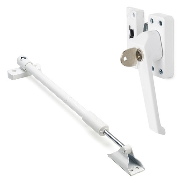 AXA 2x Raamsluiting met slot + Telescopische uitzetter | AXA (Rechts naar buiten draaiend, SKG*, Wit)  K010808921 - 1