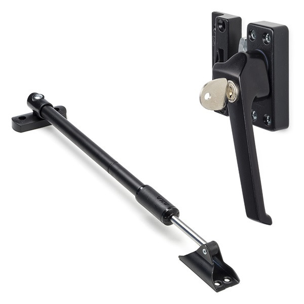 AXA 2x Raamsluiting met slot + Telescopische uitzetter | AXA (Rechts naar buiten draaiend, SKG*, Zwart)  K010808941 - 1