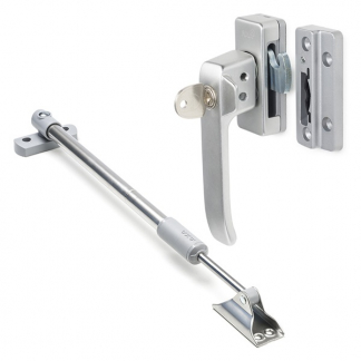 AXA 2x Raamsluiting met slot en blinde bevestiging + Telescopische uitzetter | AXA (Links naar buiten draaiend, SKG*, Aluminium)  K010808934